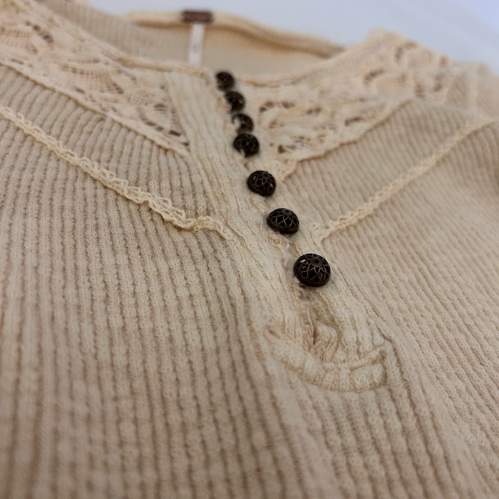 Free People Come On Over Henley - Tan/Cream color - Picture 4 of 4